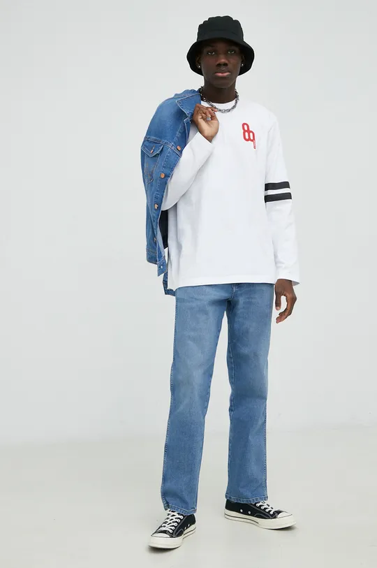 Βαμβακερή μπλούζα με μακριά μανίκια G-Star Raw λευκό