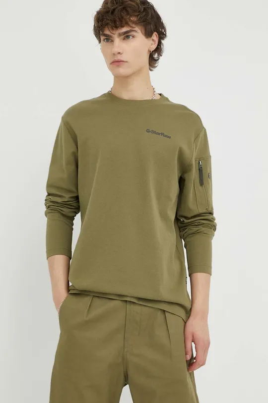 πράσινο Βαμβακερή μπλούζα με μακριά μανίκια G-Star Raw Ανδρικά