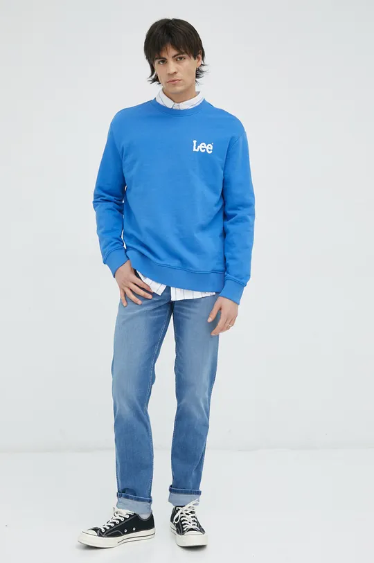 Βαμβακερή μπλούζα Lee μπλε