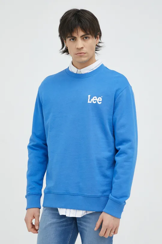μπλε Βαμβακερή μπλούζα Lee