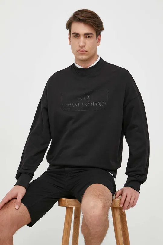 črna Bombažen pulover Armani Exchange Moški