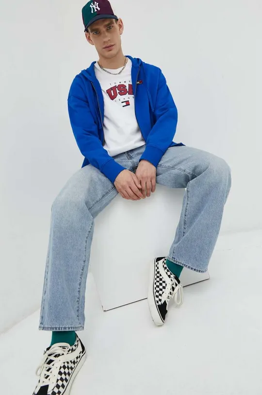 Хлопковая кофта Tommy Jeans голубой