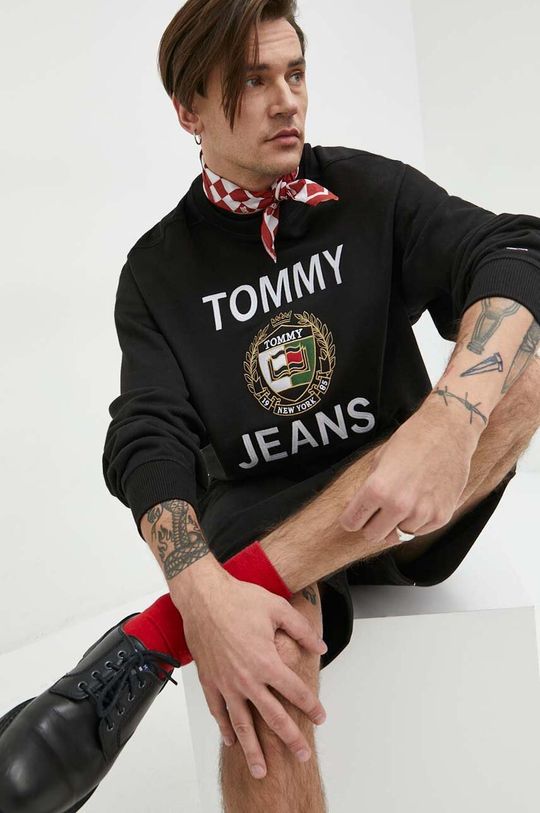 černá Bavlněná mikina Tommy Jeans Pánský
