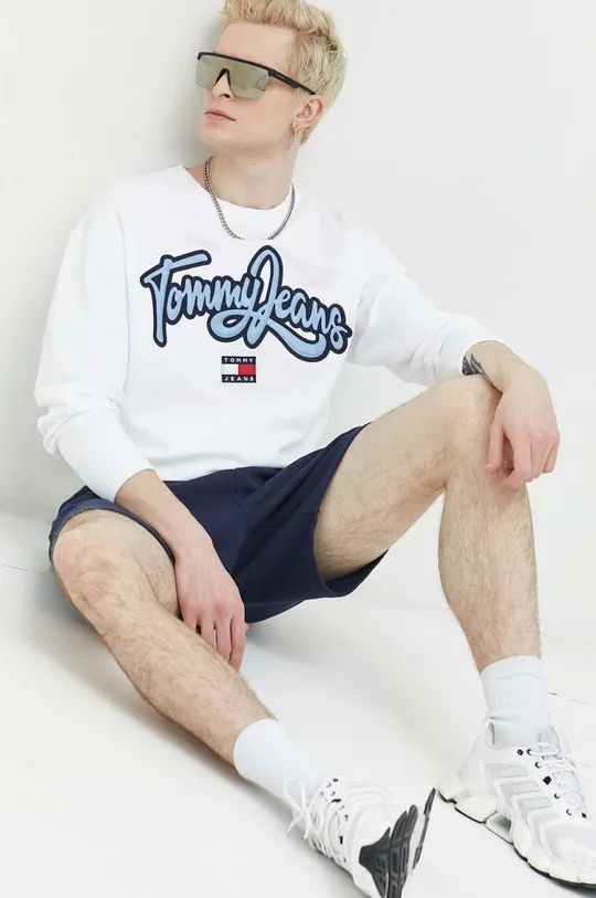 λευκό Βαμβακερή μπλούζα Tommy Jeans Ανδρικά