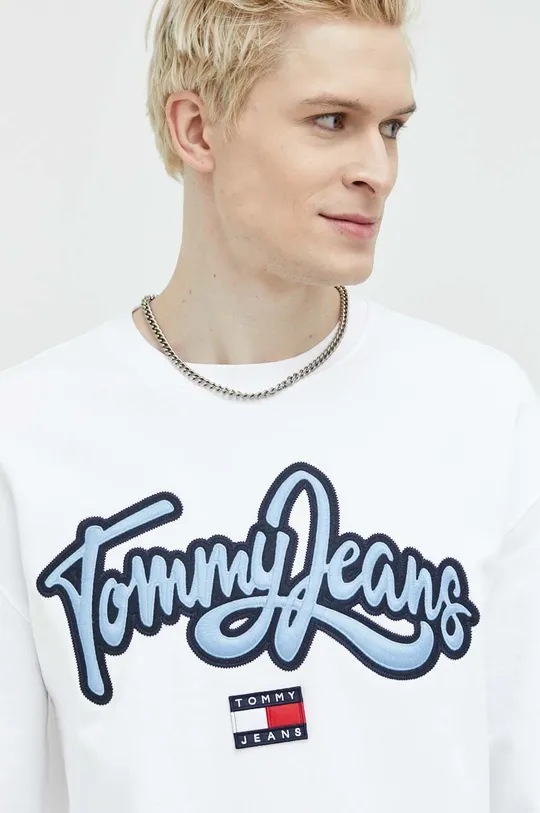 bela Bombažen pulover Tommy Jeans