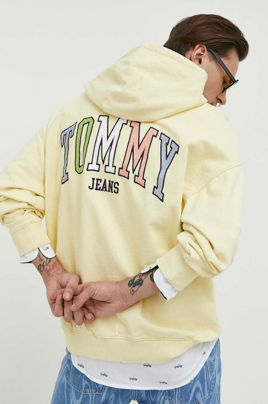 Βαμβακερή μπλούζα Tommy Jeans με ελαστάν κίτρινο DM0DM16371.PPYX