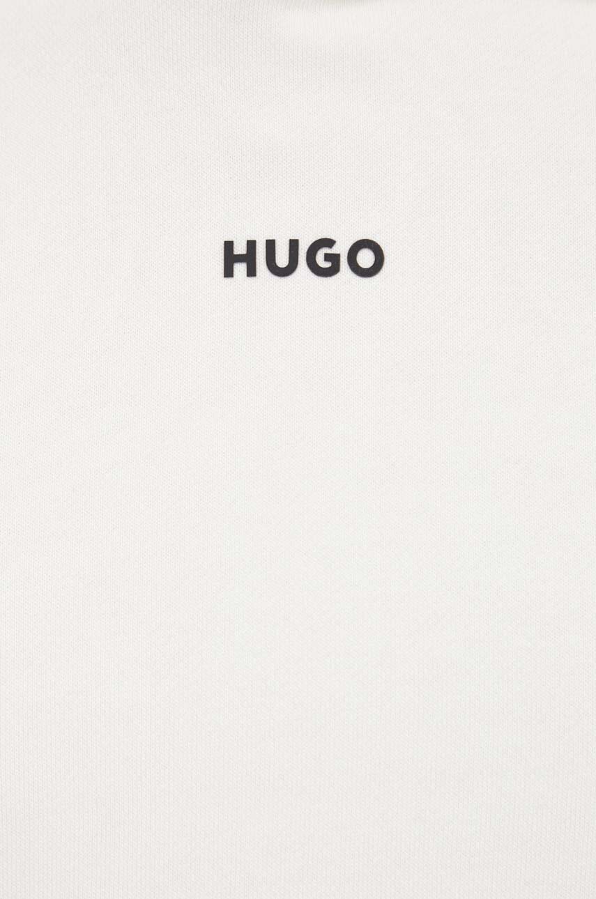 Бавовняна кофта HUGO чоловіча колір білий з капюшоном однотонна ...