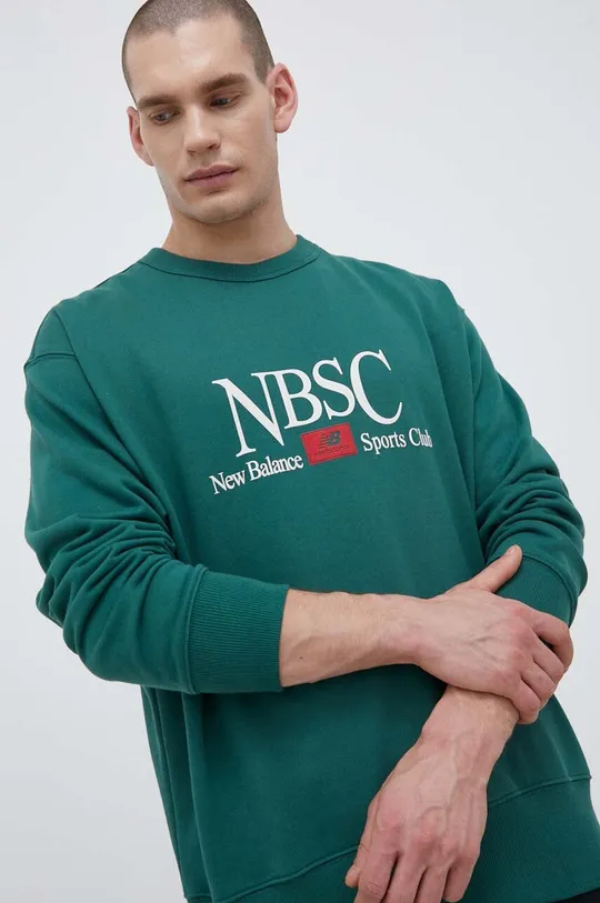 zielony New Balance bluza bawełniana