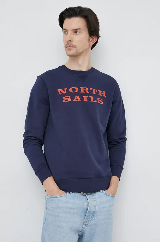 mornarsko modra Bombažen pulover North Sails Moški