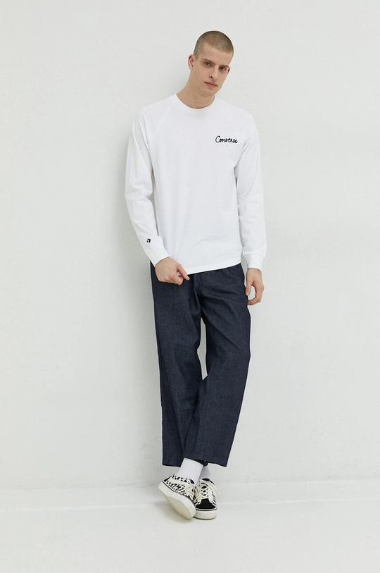 Converse longsleeve bawełniany biały