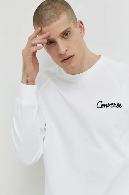 λευκό Βαμβακερή μπλούζα με μακριά μανίκια Converse