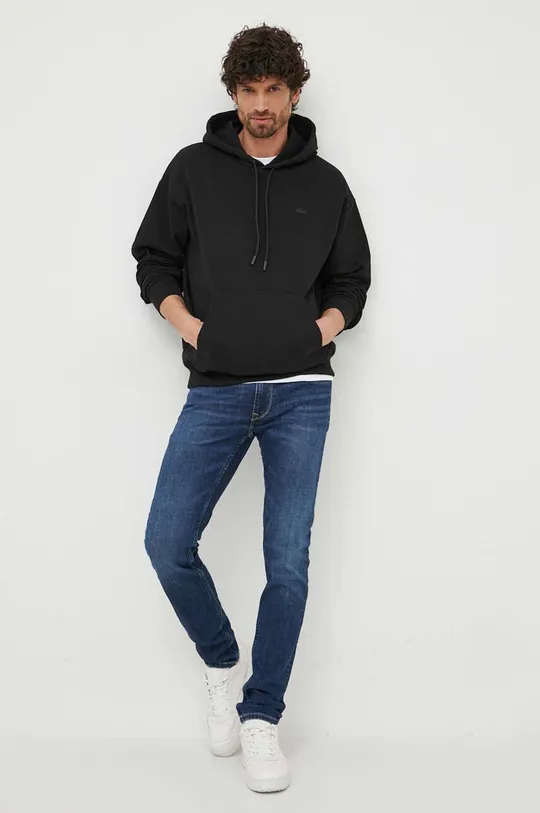Βαμβακερή μπλούζα Lacoste x Netflix μαύρο