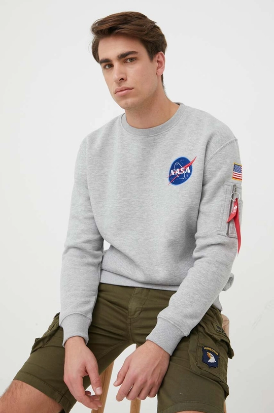 sivá Mikina Alpha Industries Space Shuttle Sweater Pánsky