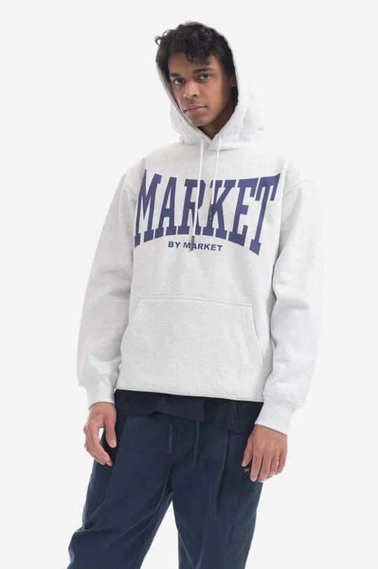 сив Памучен суичър Market Persistent Logo Hoodie Чоловічий