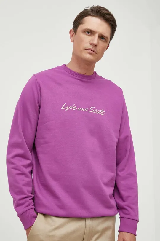 Bombažen pulover Lyle & Scott roza