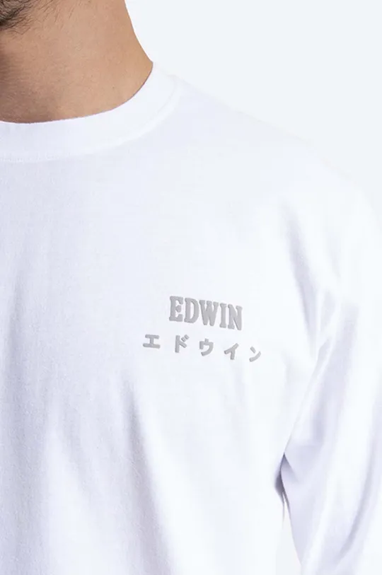 бял Памучен суичър Edwin Logo Chest