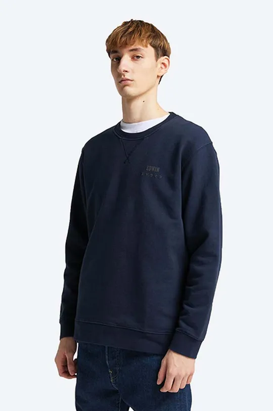 navy Edwin cotton sweatshirt Base Crew Men’s