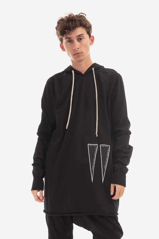 crna Pamučna dukserica Rick Owens Pullover Hoodie Muški