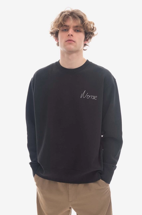 černá Bavlněná mikina Norse Projects Arne Chain Stitch Logo N20-1347 9999 Pánský