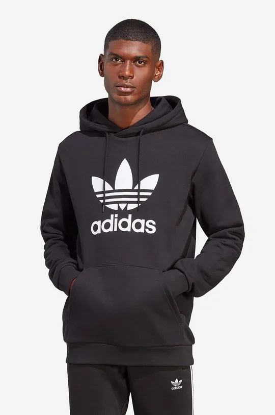 czarny adidas Originals bluza bawełniana Adicolor Classics Trefoil Hoodie Męski