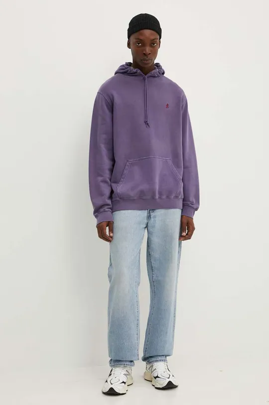 Хлопковая кофта Gramicci One Point Hooded Sweatshirt фиолетовой