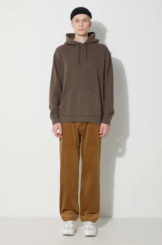 Gramicci cotton sweatshirt One Point Hooded Sweatshirt brown