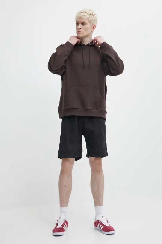 Βαμβακερή μπλούζα Gramicci One Point Hooded Sweatshirt καφέ
