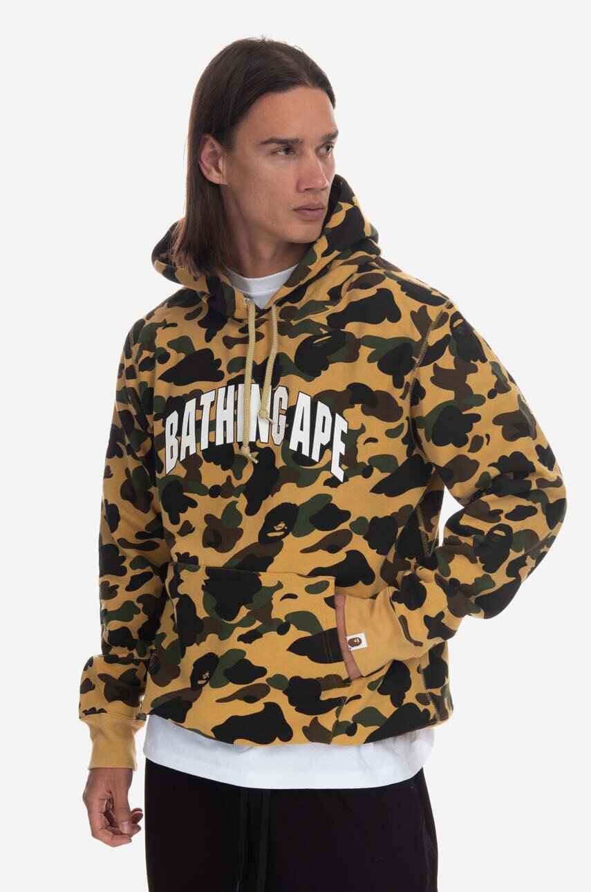 žltá Bavlnená mikina A Bathing Ape Pánsky