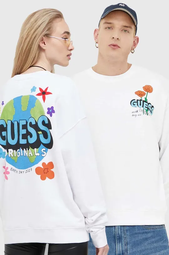 biały Guess Originals bluza Unisex
