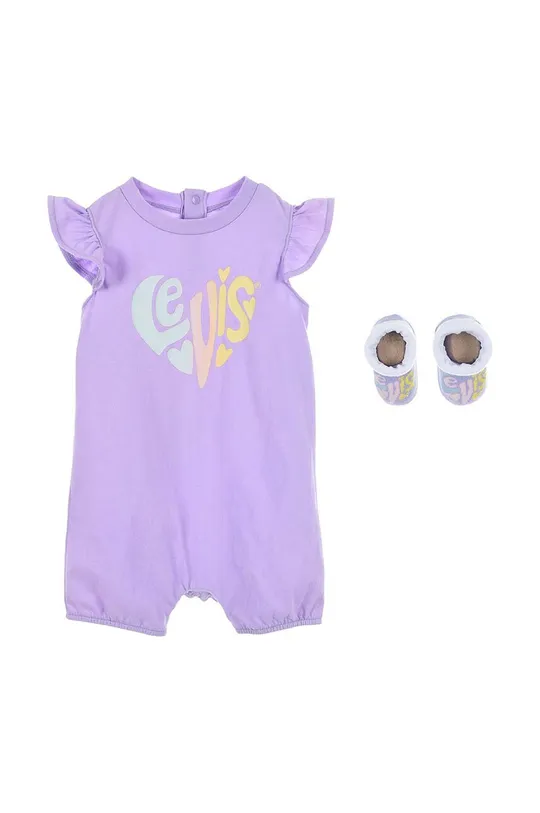 фіолетовий Бавовняний ромпер для немовлят Levi's Для дівчаток