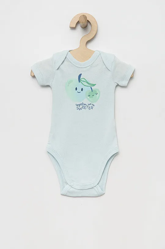United Colors of Benetton body bawełniane niemowlęce 2-pack niebieski