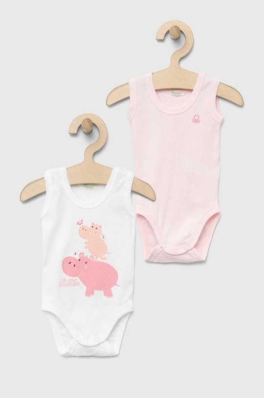 roza Pamučni bodi za bebe United Colors of Benetton 2-pack Za djevojčice