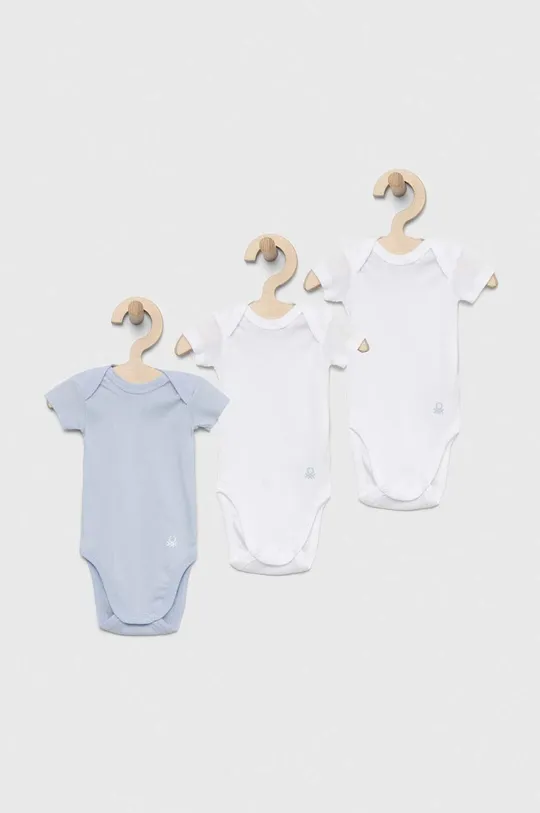 niebieski United Colors of Benetton body bawełniane niemowlęce 3-pack Dziewczęcy