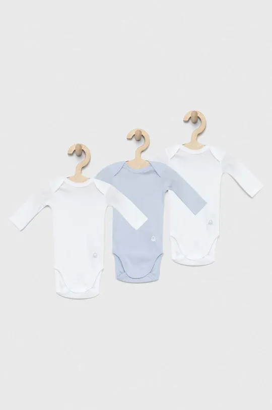 niebieski United Colors of Benetton body bawełniane niemowlęce 3-pack Dziewczęcy
