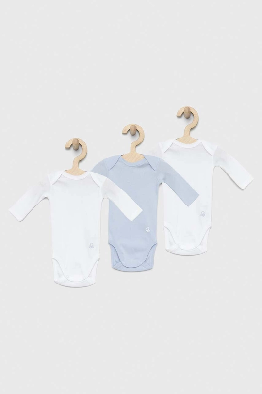 niebieski United Colors of Benetton body bawełniane niemowlęce 3-pack Dziewczęcy