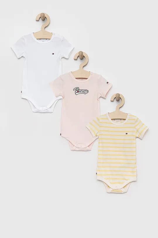 roza Bodi za bebe Tommy Hilfiger 3-pack Za djevojčice