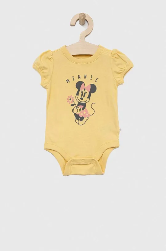 rumena Bombažen body za dojenčka GAP x Disney Dekliški