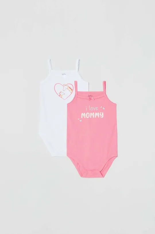 różowy OVS body bawełniane niemowlęce 2-pack Dziewczęcy
