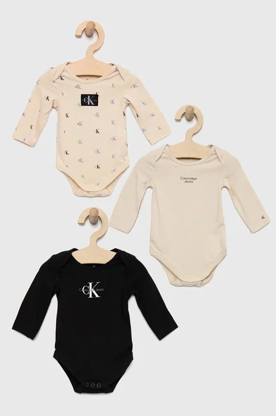 beżowy Calvin Klein Jeans body niemowlęce 3-pack Dziecięcy