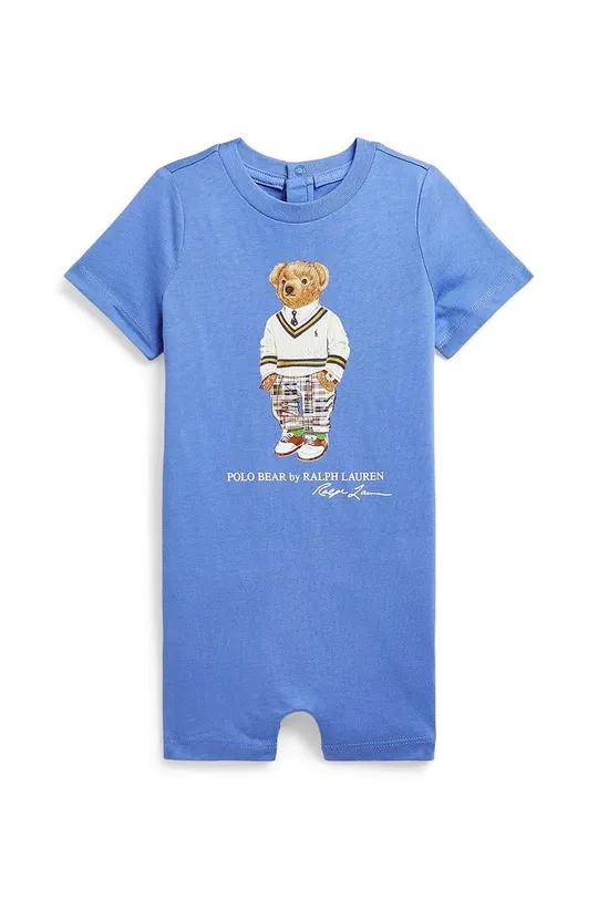 голубой Хлопковый ромпер для младенцев Polo Ralph Lauren Детский
