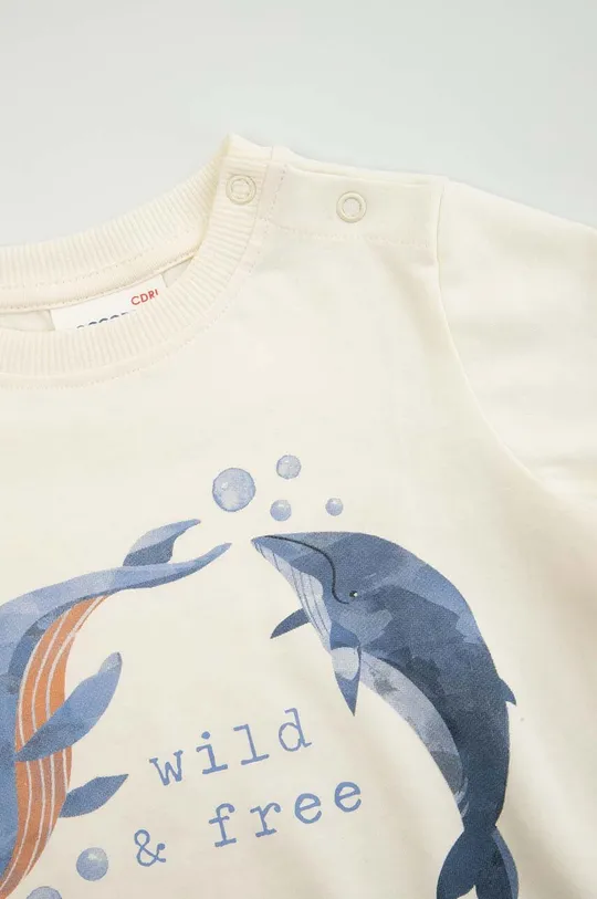 beżowy Coccodrillo t-shirt bawełniany niemowlęcy