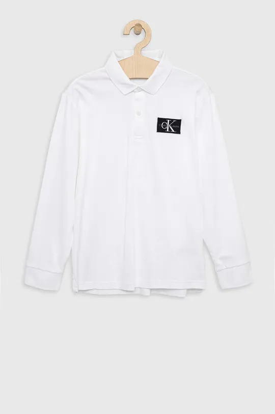 bela Otroška bombažna majica z dolgimi rokavi Calvin Klein Jeans Fantovski