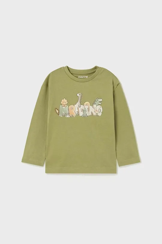 zelená Detské bavlnené tričko s dlhým rukávom Mayoral Chlapčenský