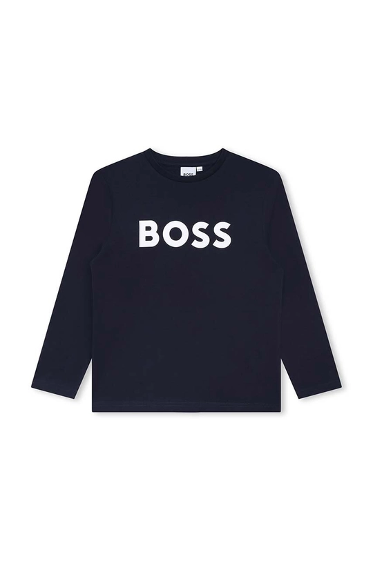 granatowy BOSS t-shirt bawełniany dziecięcy Chłopięcy