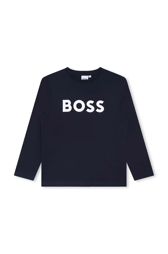 granatowy BOSS longsleeve bawełniany dziecięcy Chłopięcy