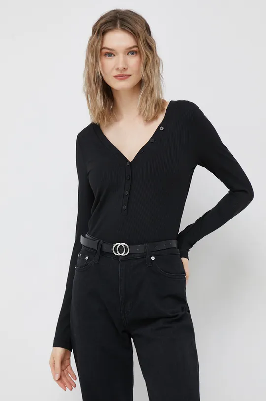 čierna Tričko s dlhým rukávom Calvin Klein Dámsky
