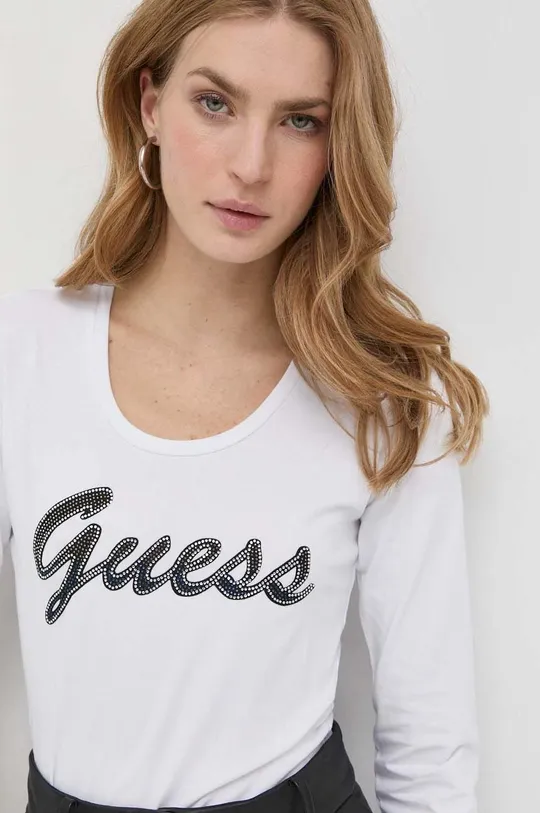 Majica dugih rukava Guess bijela