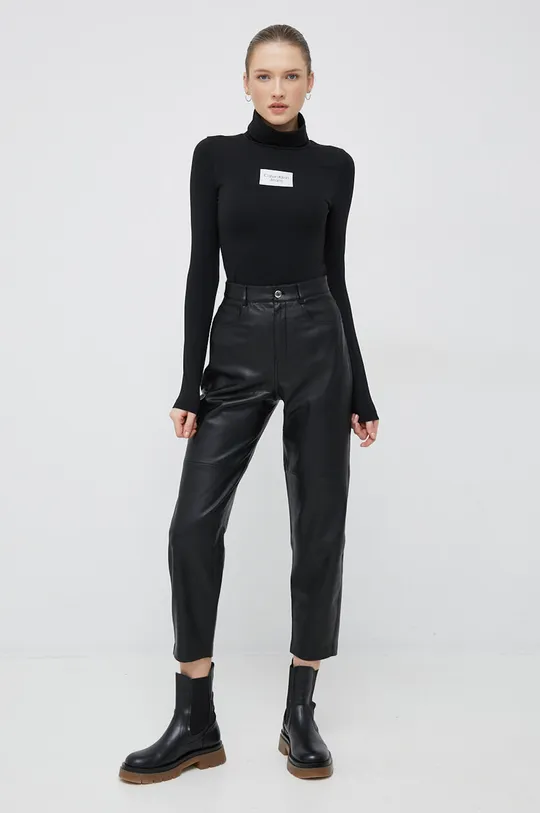 Majica dugih rukava Calvin Klein Jeans crna
