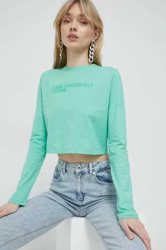 πράσινο Βαμβακερή μπλούζα με μακριά μανίκια Karl Lagerfeld Jeans Γυναικεία