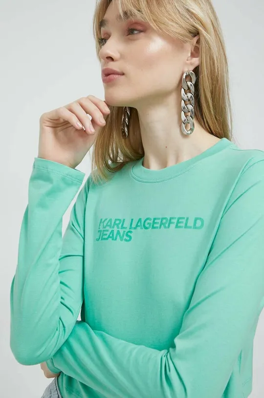 πράσινο Βαμβακερή μπλούζα με μακριά μανίκια Karl Lagerfeld Jeans
